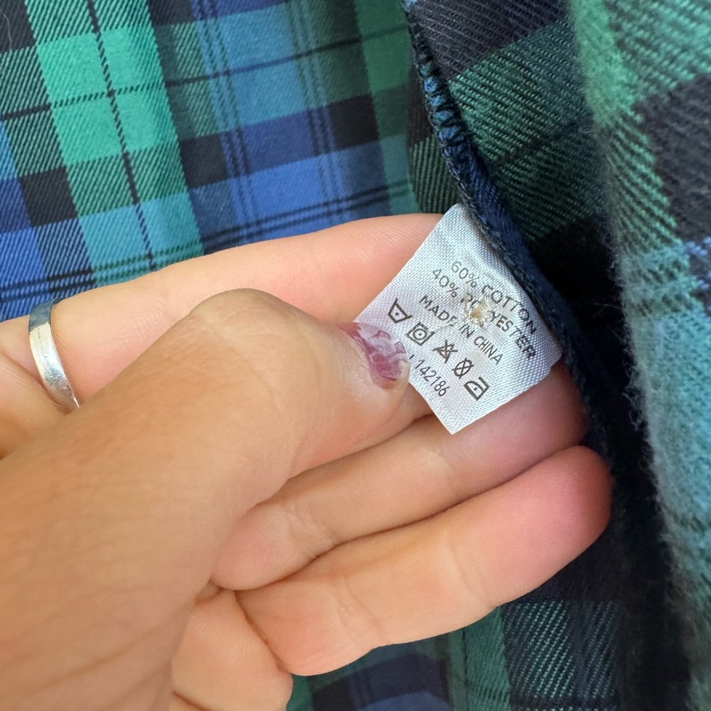 Dog Threads Plaid Green and Blue Women’s Flannel - Picture 4 of 4